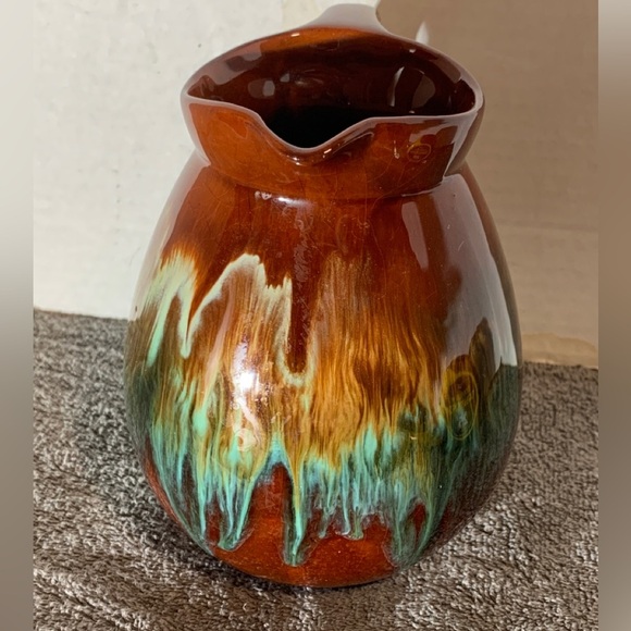 CCC Canada Art Pottery Canadian Ceramic Craft Pitcher Rainbow Drip Glaze 6" Tall - Picture 4 of 8